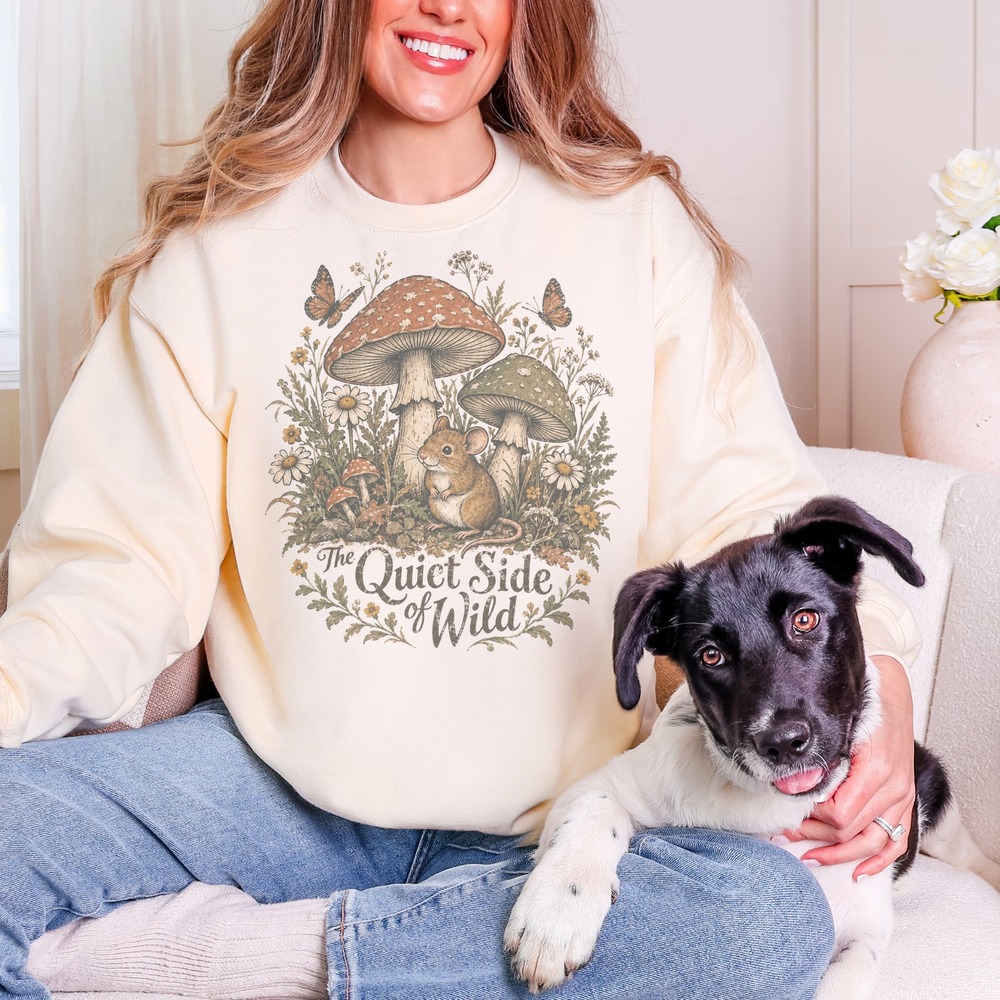 The Quiet Side of Wild Mouse Among Mushrooms Sweatshirt
